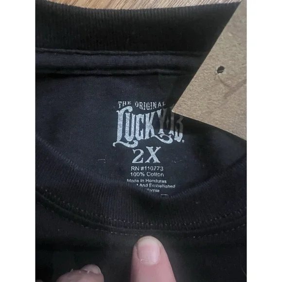 Lucky 13 Pin Up Punk Street Rod Bike Gothic Americana Tattoo Mens Tee MISS TRUST - Picture 4 of 6